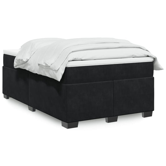 vidaXL Κρεβάτι Boxspring με Στρώμα Μαύρο 120x190 εκ. Βελούδινο