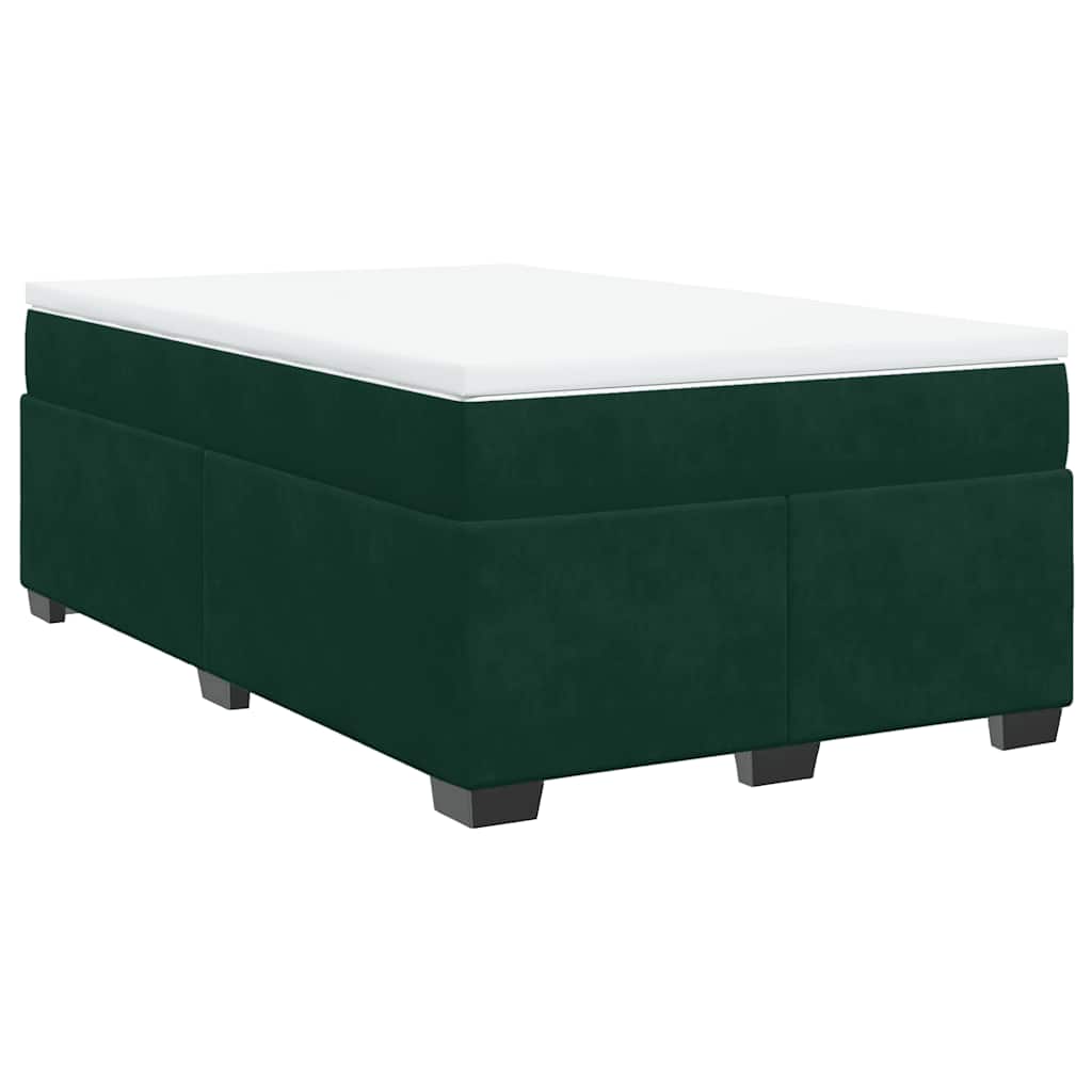 vidaXL Κρεβάτι Boxspring με Στρώμα Σκούρο Πράσινο 120x190εκ. Βελούδινο