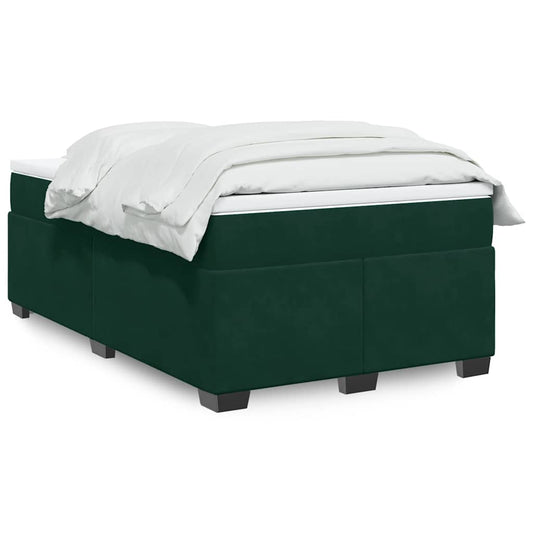 vidaXL Κρεβάτι Boxspring με Στρώμα Σκούρο Πράσινο 120x190εκ. Βελούδινο