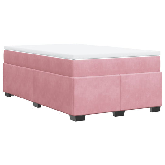 vidaXL Κρεβάτι Boxspring με Στρώμα Ροζ 120x190 εκ. Βελούδινο