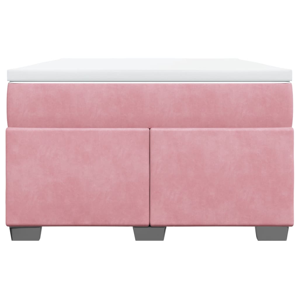 vidaXL Κρεβάτι Boxspring με Στρώμα Ροζ 120x190 εκ. Βελούδινο