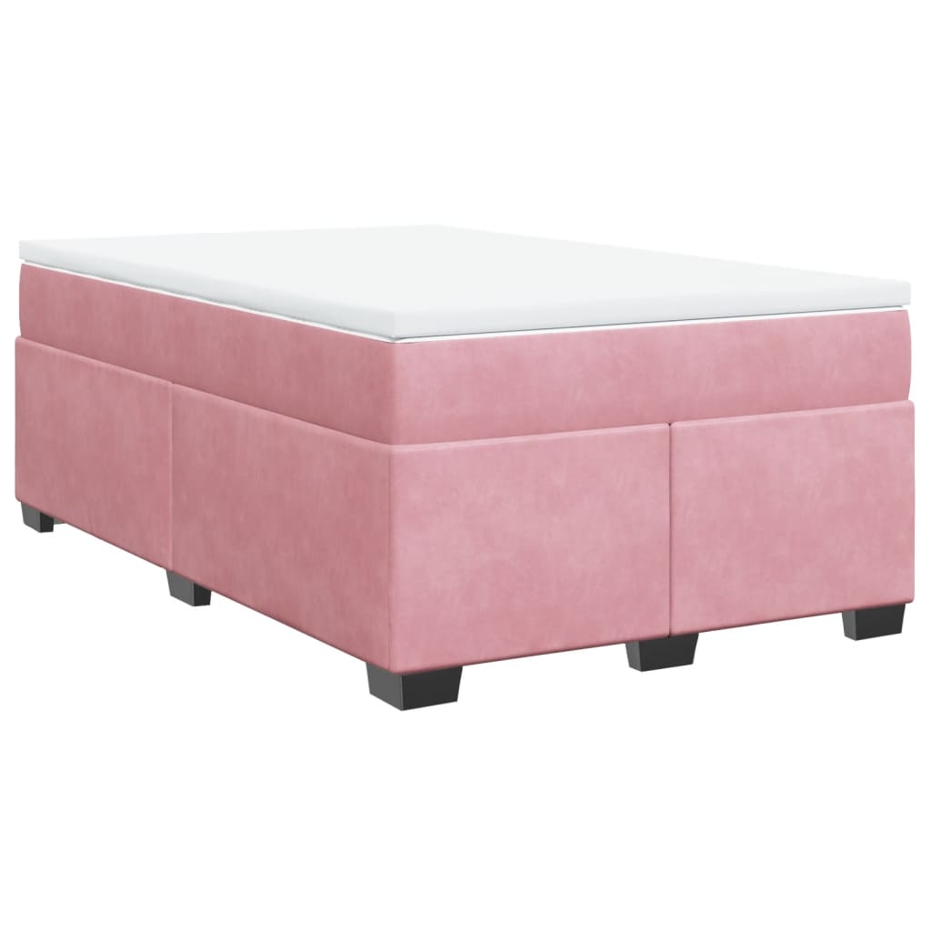 vidaXL Κρεβάτι Boxspring με Στρώμα Ροζ 120x190 εκ. Βελούδινο