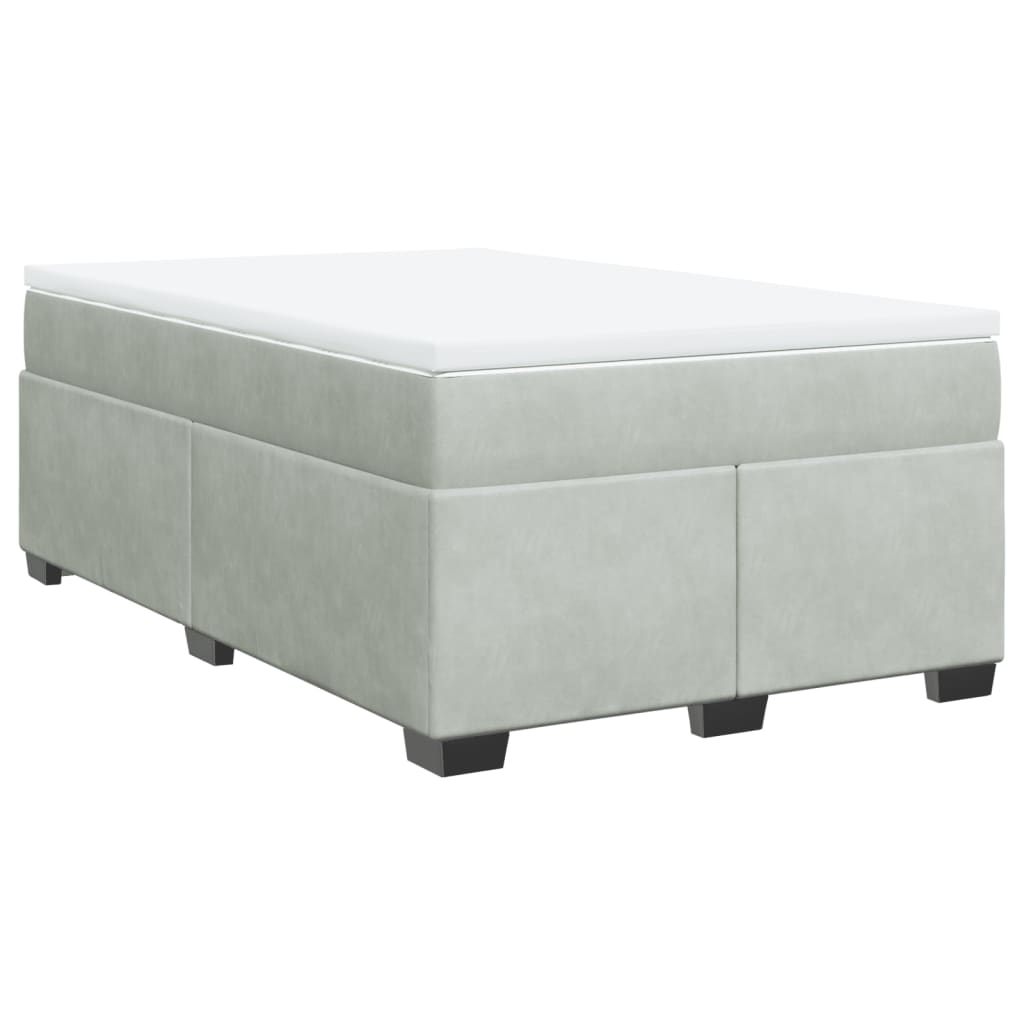vidaXL Κρεβάτι Boxspring με Στρώμα Ανοιχτό Γκρι 120x200 εκ. Βελούδινο