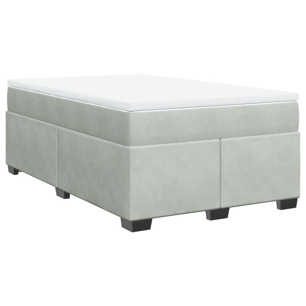 vidaXL Κρεβάτι Boxspring με Στρώμα Ανοιχτό Γκρι 120x200 εκ. Βελούδινο