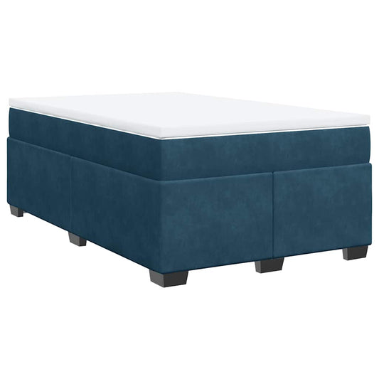 vidaXL Κρεβάτι Boxspring με Στρώμα Σκούρο Μπλε 120x200 εκ. Βελούδινο