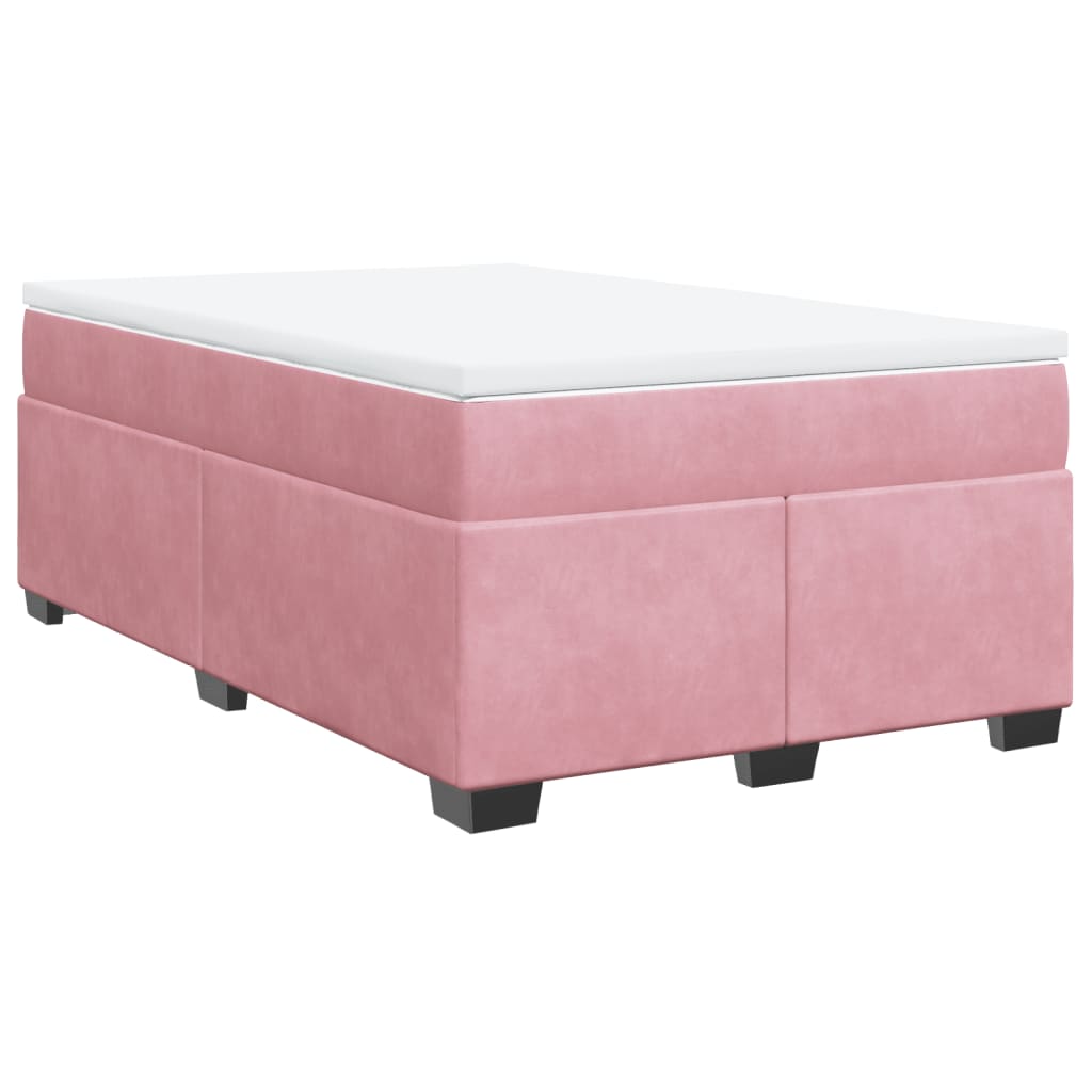 vidaXL Κρεβάτι Boxspring με Στρώμα Ροζ 120x200 εκ. Βελούδινο