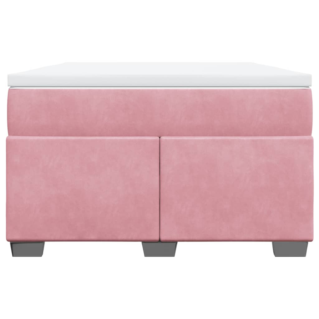 vidaXL Κρεβάτι Boxspring με Στρώμα Ροζ 120x200 εκ. Βελούδινο
