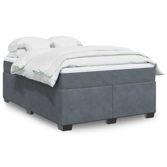 vidaXL Κρεβάτι Boxspring με Στρώμα Σκούρο Γκρι 140x190 εκ. Βελούδινο