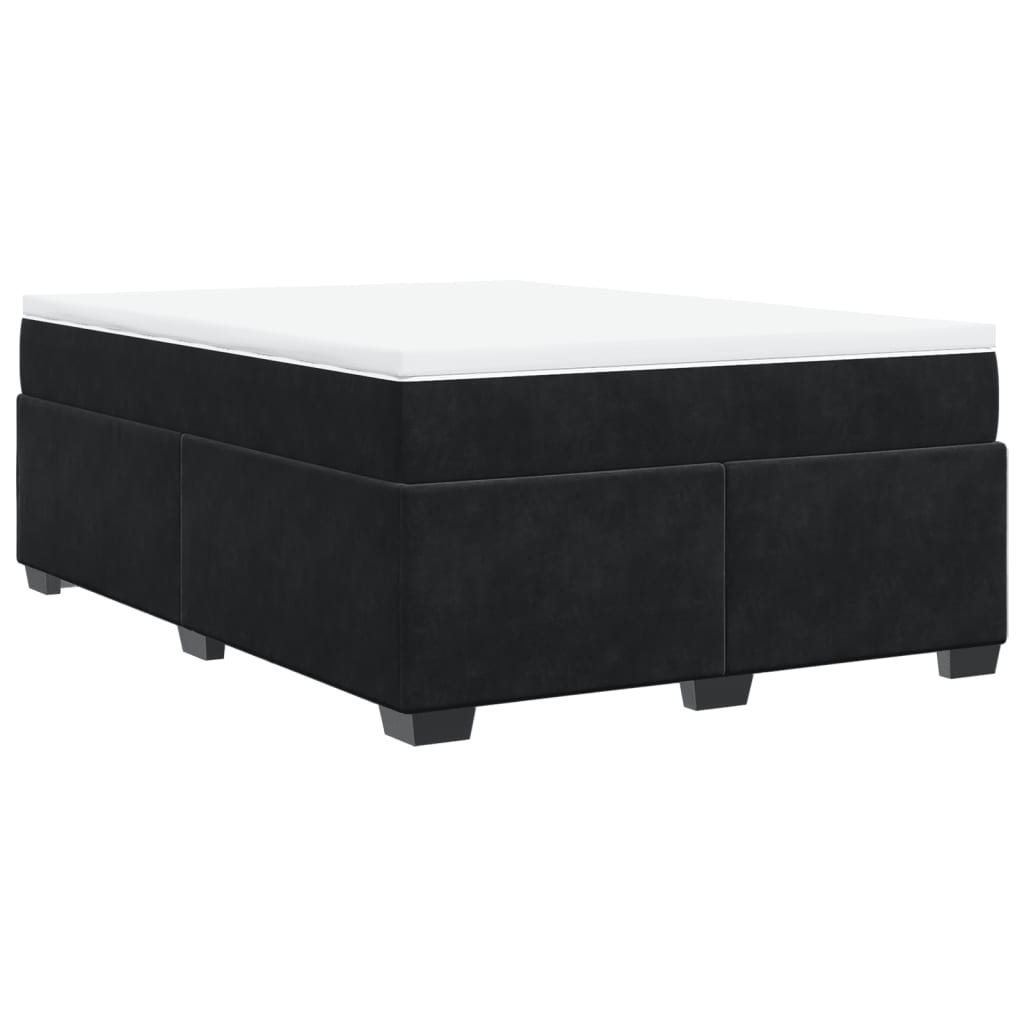 vidaXL Κρεβάτι Boxspring με Στρώμα Μαύρο 140x190 εκ. Βελούδινο
