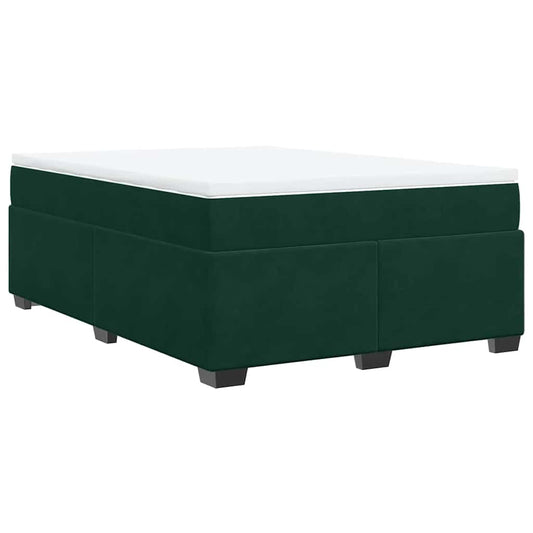 vidaXL Κρεβάτι Boxspring με Στρώμα Σκούρο Πράσινο 140x190εκ. Βελούδινο