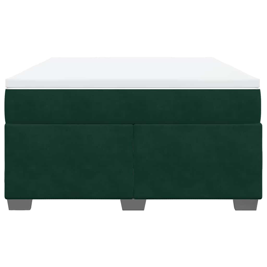 vidaXL Κρεβάτι Boxspring με Στρώμα Σκούρο Πράσινο 140x190εκ. Βελούδινο