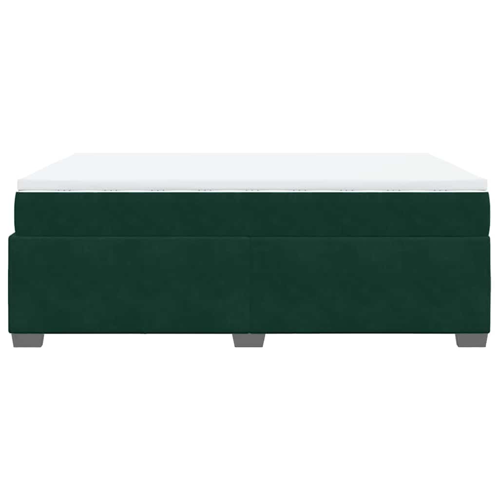 vidaXL Κρεβάτι Boxspring με Στρώμα Σκούρο Πράσινο 140x190εκ. Βελούδινο
