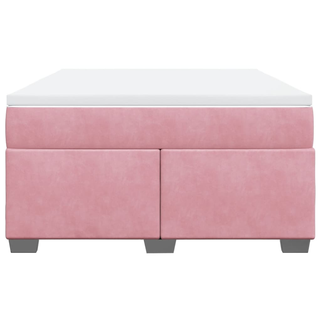 vidaXL Κρεβάτι Boxspring με Στρώμα Ροζ 140x190 εκ. Βελούδινο