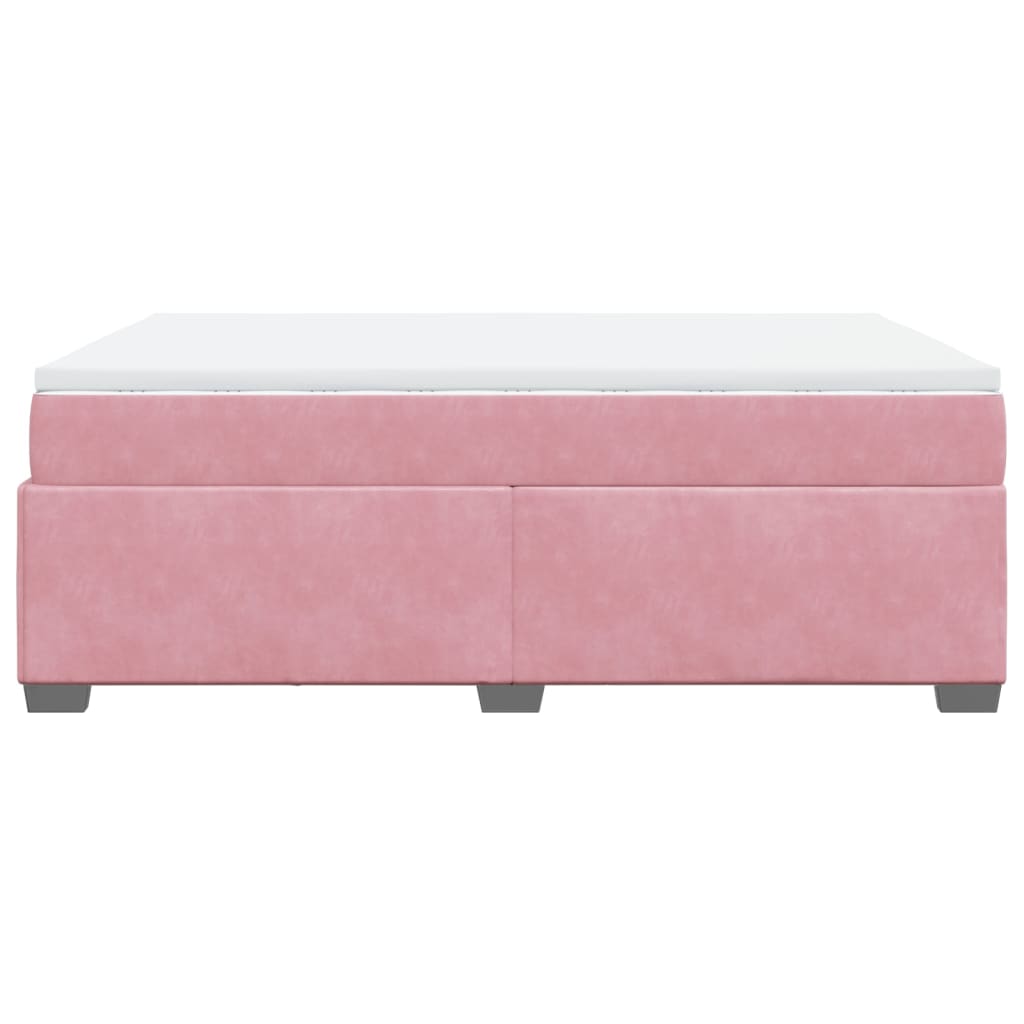 vidaXL Κρεβάτι Boxspring με Στρώμα Ροζ 140x190 εκ. Βελούδινο