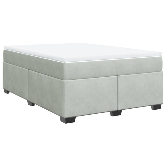 vidaXL Κρεβάτι Boxspring με Στρώμα Ανοιχτό Γκρι 140x200 εκ. Βελούδινο