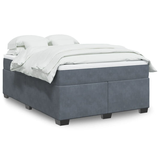 vidaXL Κρεβάτι Boxspring με Στρώμα Σκούρο Γκρι 140x200 εκ. Βελούδινο