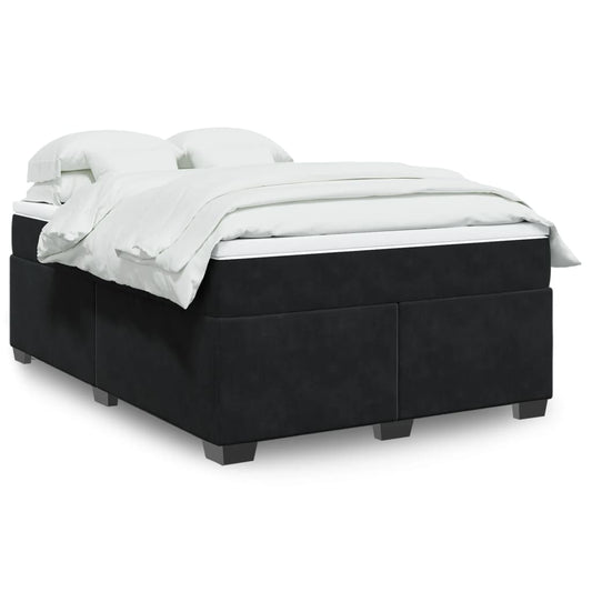 vidaXL Κρεβάτι Boxspring με Στρώμα Μαύρο 140x200 εκ. Βελούδινο
