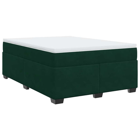 vidaXL Κρεβάτι Boxspring με Στρώμα Σκούρο Πράσινο 140x200εκ. Βελούδινο
