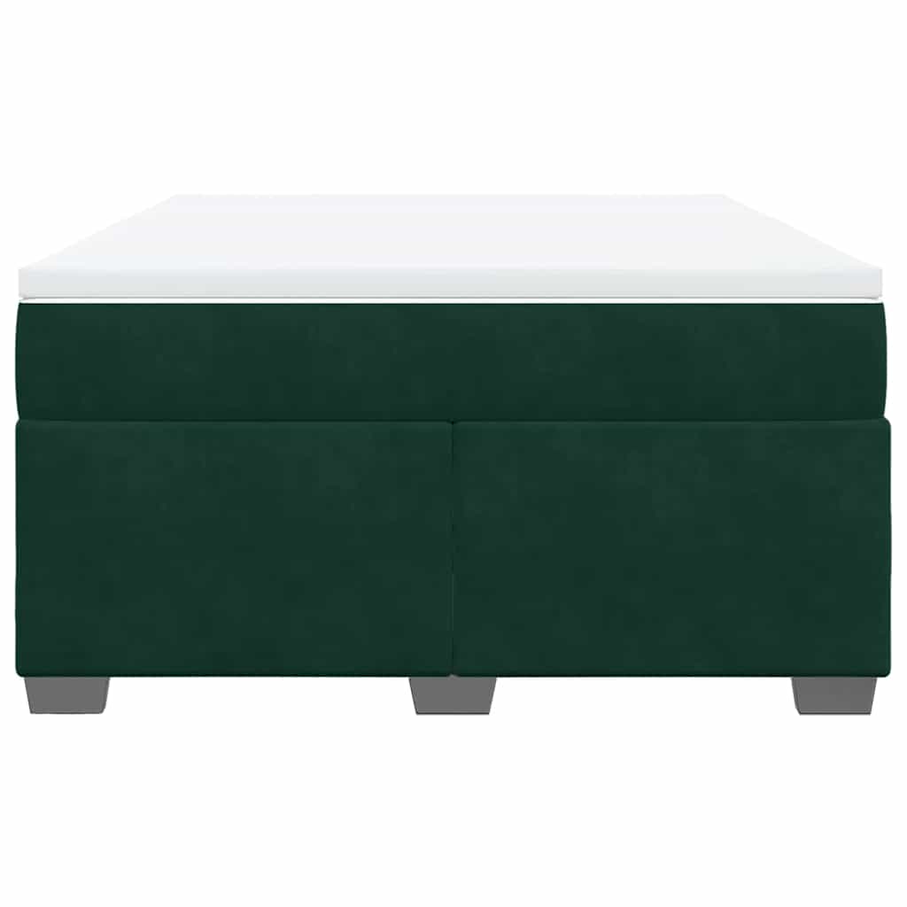 vidaXL Κρεβάτι Boxspring με Στρώμα Σκούρο Πράσινο 140x200εκ. Βελούδινο