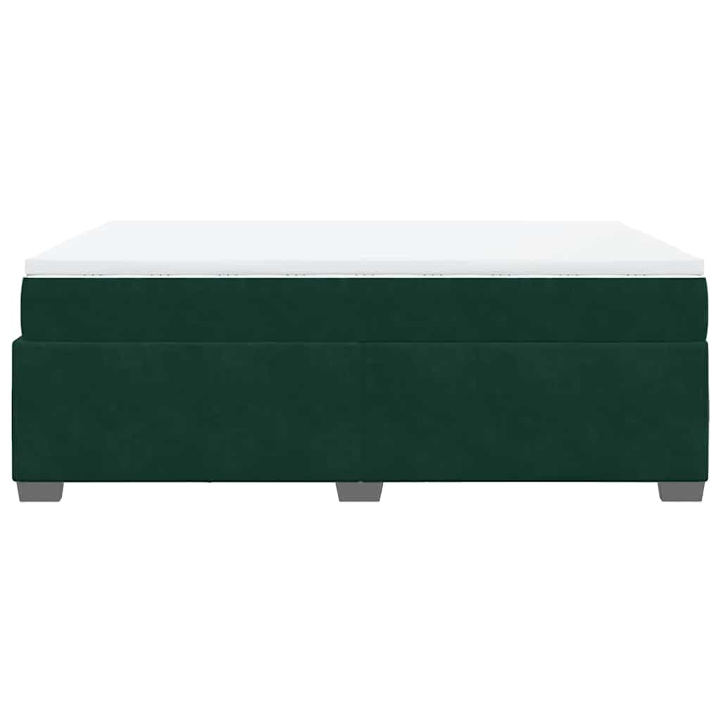vidaXL Κρεβάτι Boxspring με Στρώμα Σκούρο Πράσινο 140x200εκ. Βελούδινο