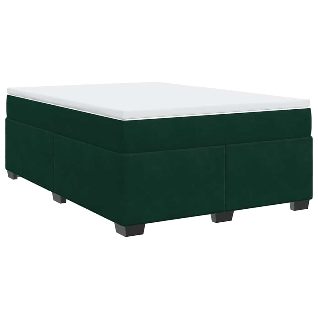 vidaXL Κρεβάτι Boxspring με Στρώμα Σκούρο Πράσινο 140x200εκ. Βελούδινο