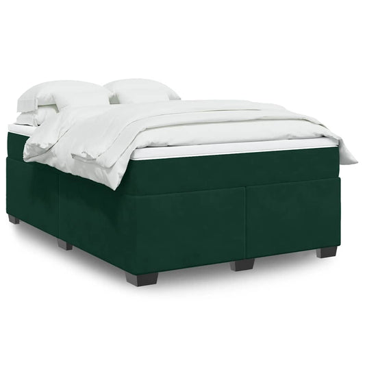 vidaXL Κρεβάτι Boxspring με Στρώμα Σκούρο Πράσινο 140x200εκ. Βελούδινο