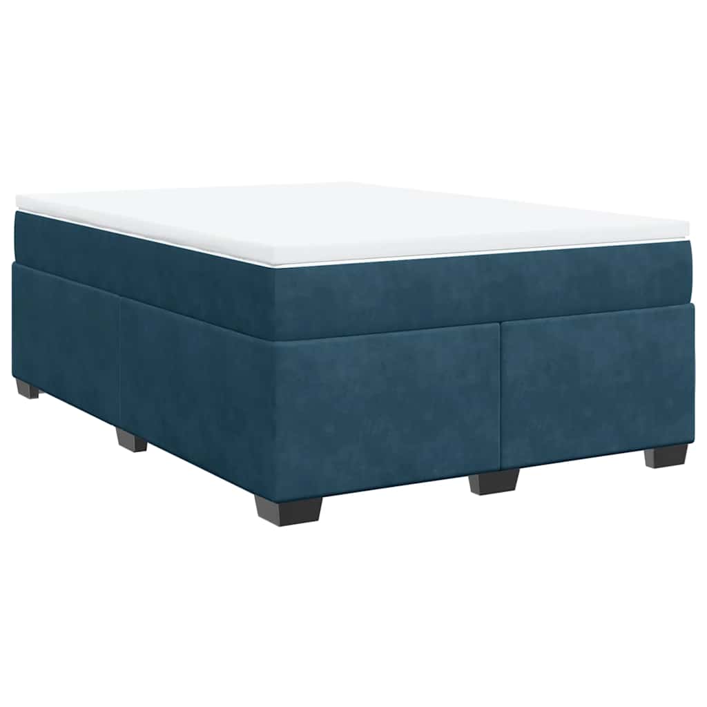 vidaXL Κρεβάτι Boxspring με Στρώμα Σκούρο Μπλε 140x200 εκ. Βελούδινο