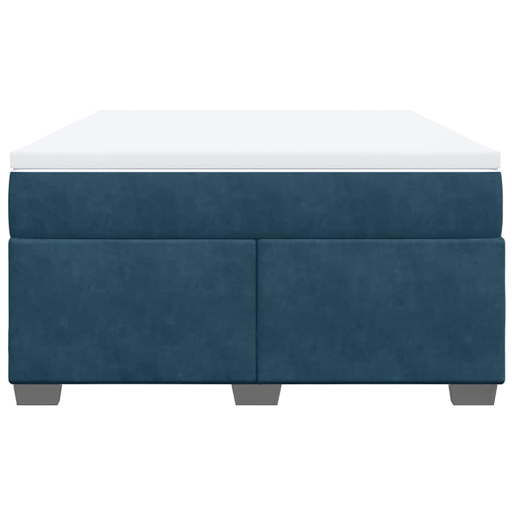 vidaXL Κρεβάτι Boxspring με Στρώμα Σκούρο Μπλε 140x200 εκ. Βελούδινο