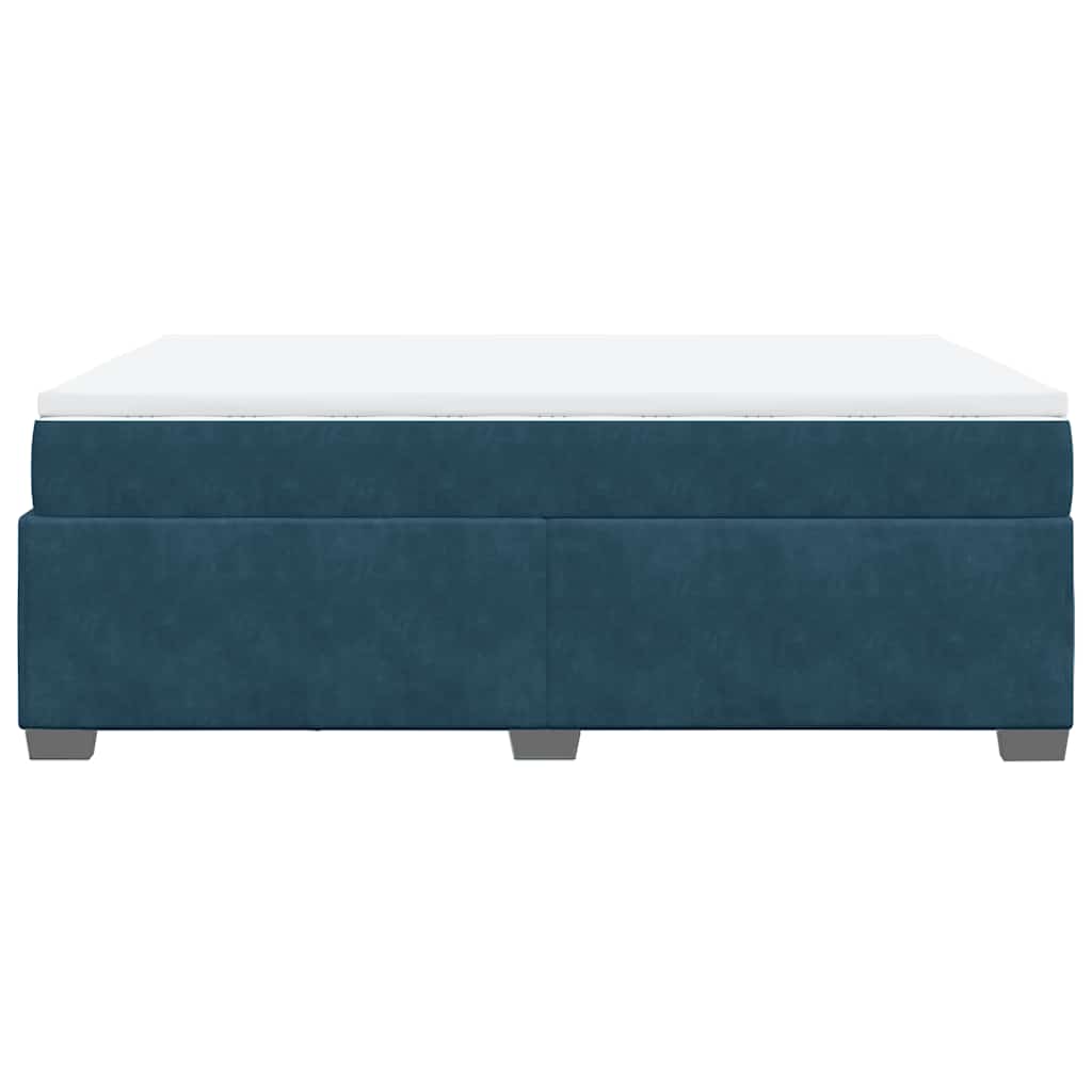 vidaXL Κρεβάτι Boxspring με Στρώμα Σκούρο Μπλε 140x200 εκ. Βελούδινο