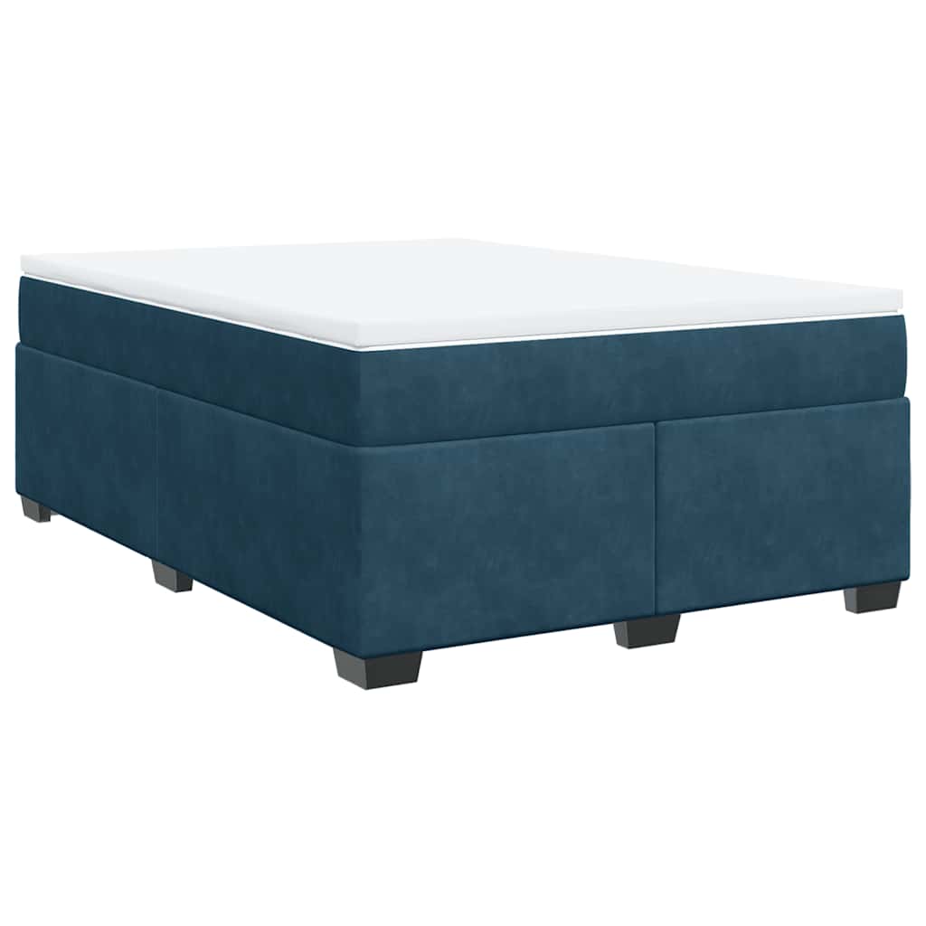 vidaXL Κρεβάτι Boxspring με Στρώμα Σκούρο Μπλε 140x200 εκ. Βελούδινο