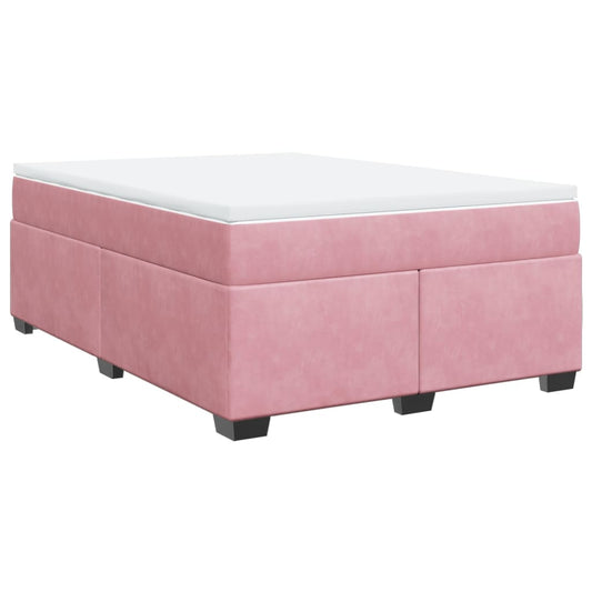 vidaXL Κρεβάτι Boxspring με Στρώμα Ροζ 140x200 εκ. Βελούδινο