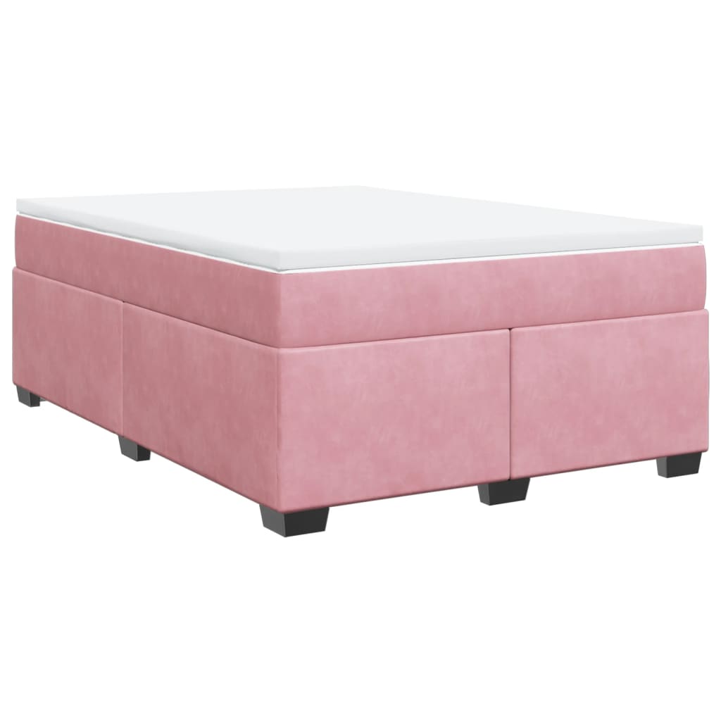 vidaXL Κρεβάτι Boxspring με Στρώμα Ροζ 140x200 εκ. Βελούδινο