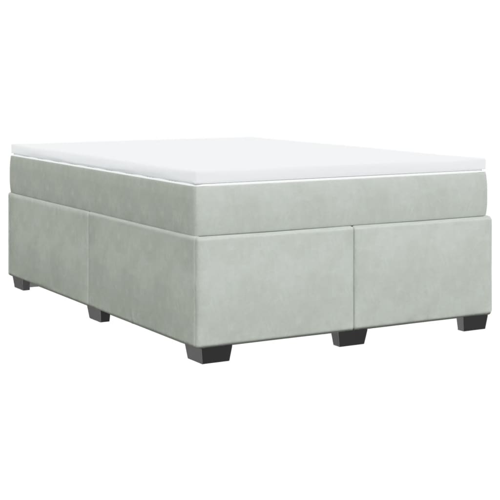 vidaXL Κρεβάτι Boxspring με Στρώμα Ανοιχτό Γκρι 160x200 εκ. Βελούδινο