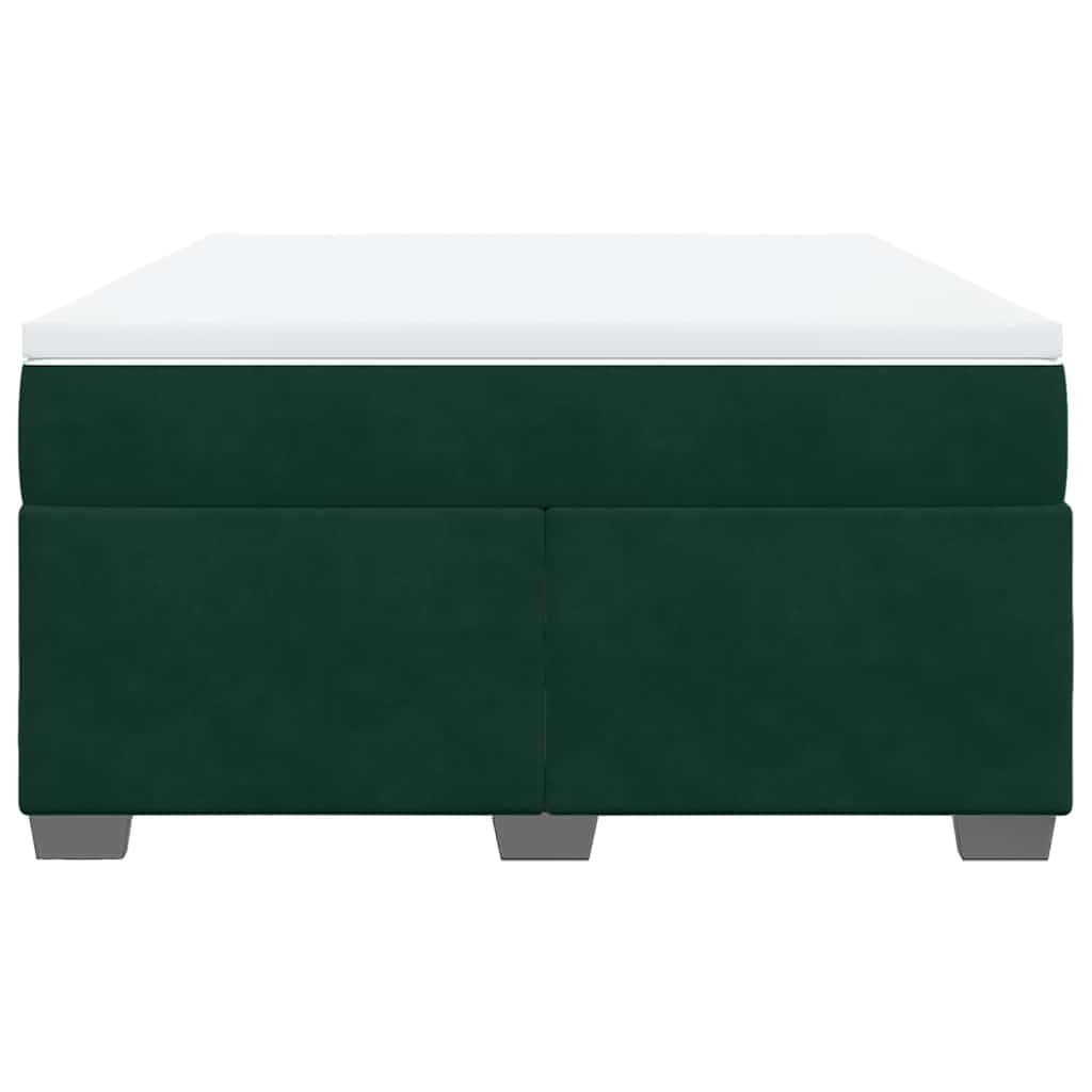 vidaXL Κρεβάτι Boxspring με Στρώμα Σκούρο Πράσινο 160x200εκ. Βελούδινο