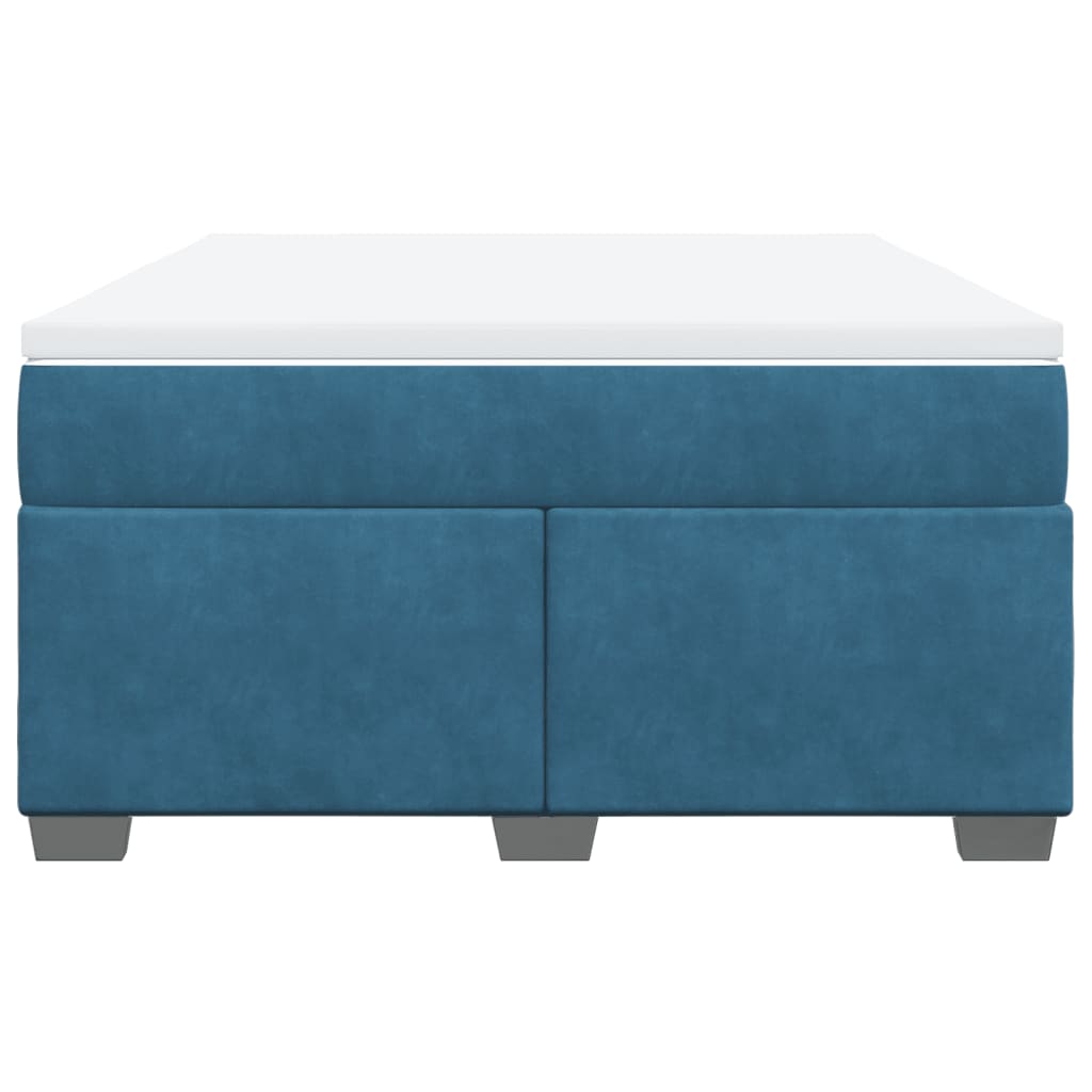 vidaXL Κρεβάτι Boxspring με Στρώμα Σκούρο Μπλε 160x200 εκ. Βελούδινο
