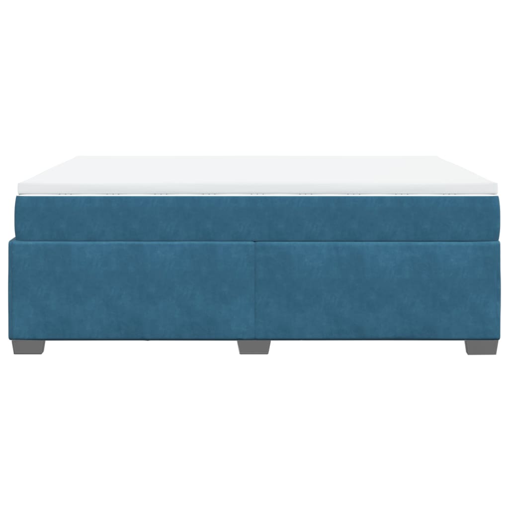 vidaXL Κρεβάτι Boxspring με Στρώμα Σκούρο Μπλε 160x200 εκ. Βελούδινο
