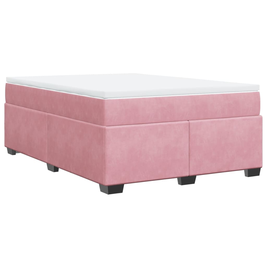 vidaXL Κρεβάτι Boxspring με Στρώμα Ροζ 160x200 εκ. Βελούδινο