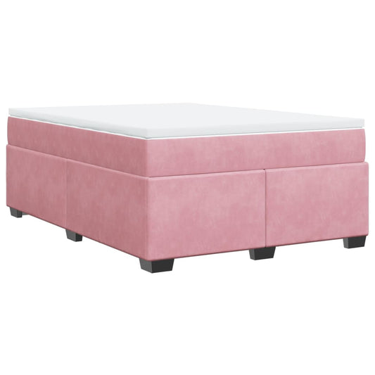 vidaXL Κρεβάτι Boxspring με Στρώμα Ροζ 160x200 εκ. Βελούδινο
