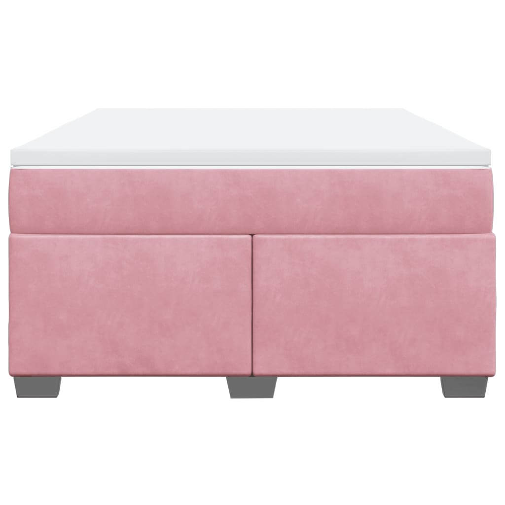 vidaXL Κρεβάτι Boxspring με Στρώμα Ροζ 160x200 εκ. Βελούδινο