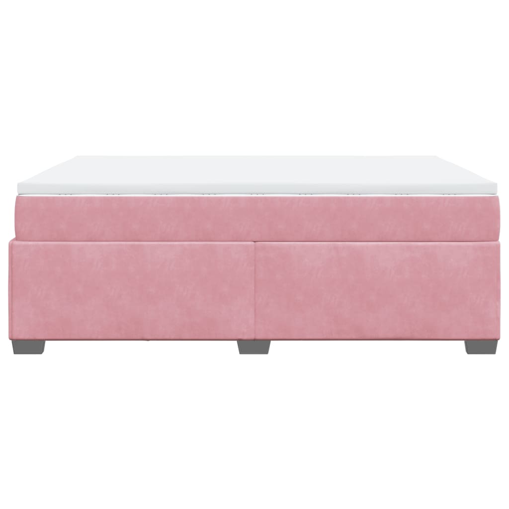 vidaXL Κρεβάτι Boxspring με Στρώμα Ροζ 160x200 εκ. Βελούδινο