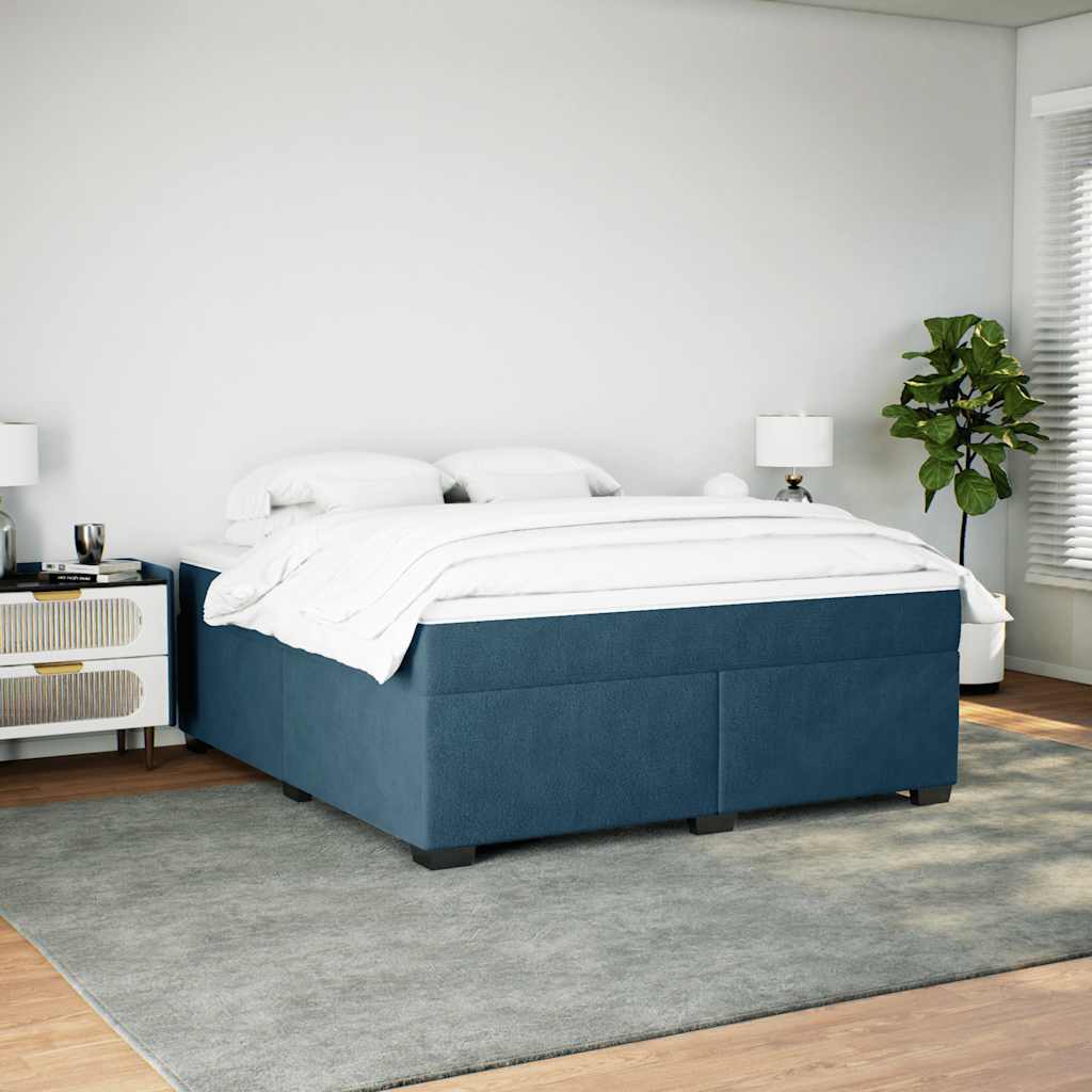 vidaXL Κρεβάτι Boxspring με Στρώμα Σκούρο Μπλε 180x200 εκ. Βελούδινο