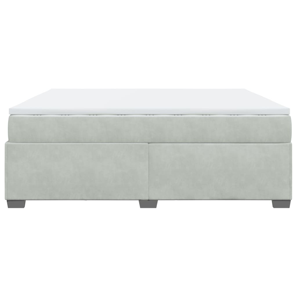 vidaXL Κρεβάτι Boxspring με Στρώμα Ανοιχτό Γκρι 200x200 εκ. Βελούδινο