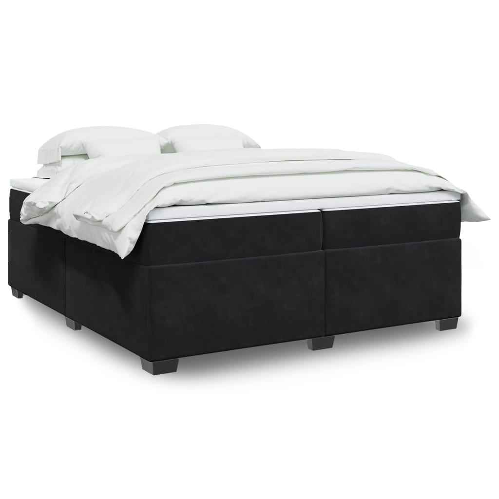 vidaXL Κρεβάτι Boxspring με Στρώμα Μαύρο 200x200 εκ. Βελούδινο