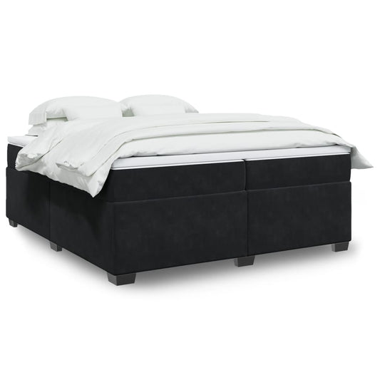 vidaXL Κρεβάτι Boxspring με Στρώμα Μαύρο 200x200 εκ. Βελούδινο