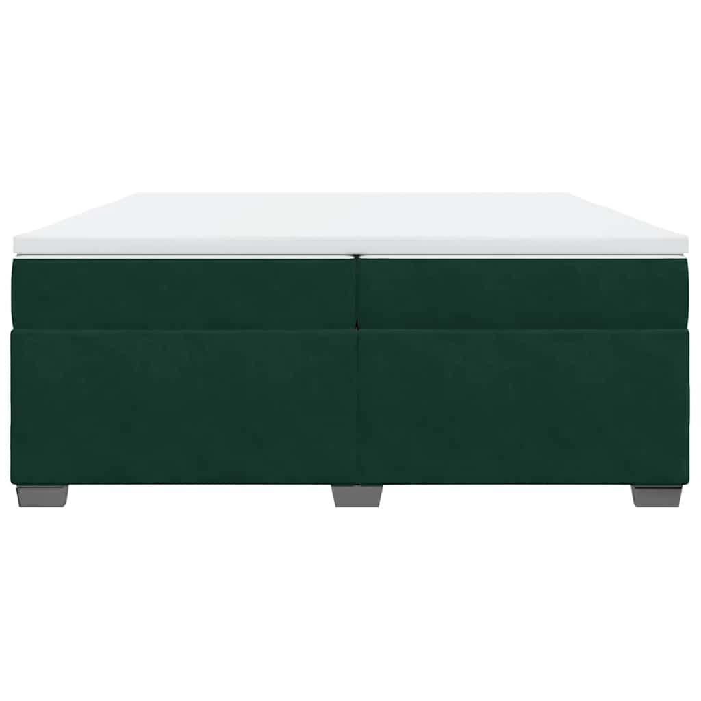 vidaXL Κρεβάτι Boxspring με Στρώμα Σκούρο Πράσινο 200x200εκ. Βελούδινο