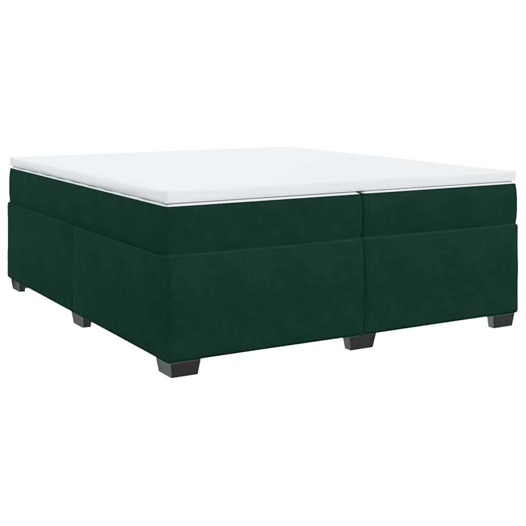 vidaXL Κρεβάτι Boxspring με Στρώμα Σκούρο Πράσινο 200x200εκ. Βελούδινο
