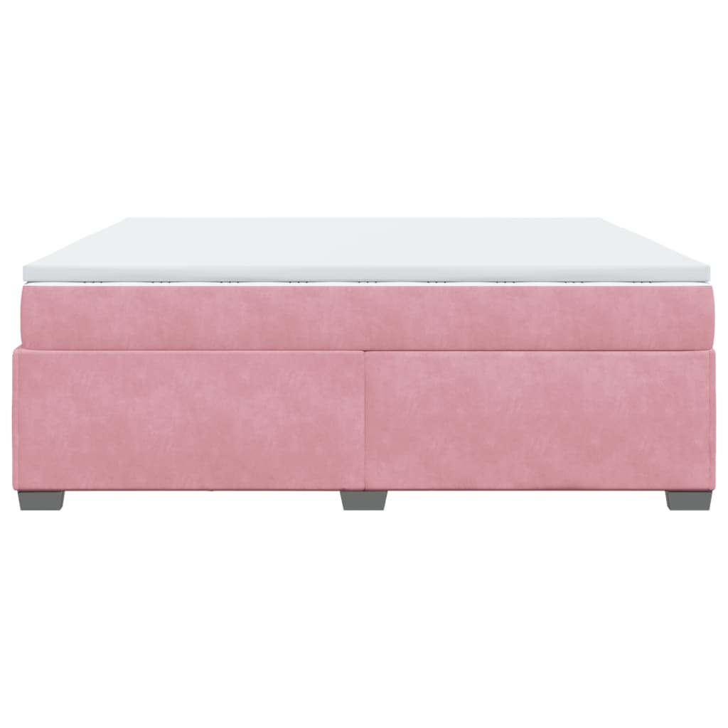 vidaXL Κρεβάτι Boxspring με Στρώμα Ροζ 200x200 εκ. Βελούδινο