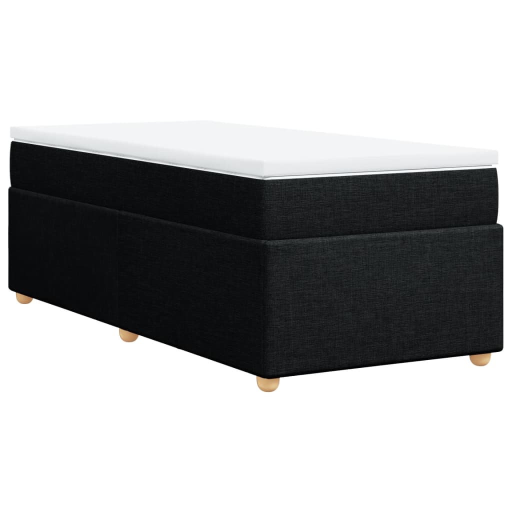 vidaXL Κρεβάτι Boxspring με Στρώμα Μαύρο 90x190 εκ.Υφασμάτινο