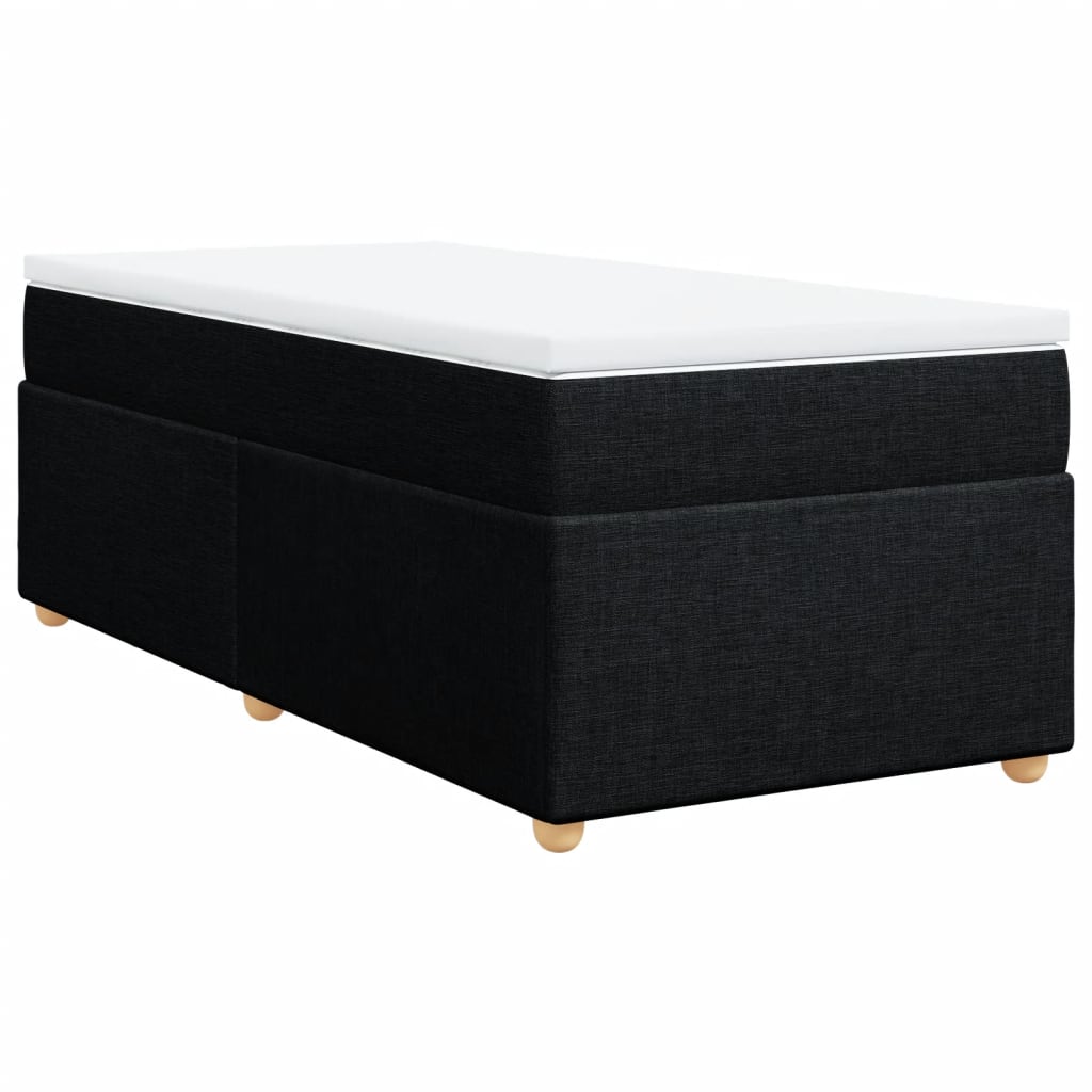 vidaXL Κρεβάτι Boxspring με Στρώμα Μαύρο 90x190 εκ.Υφασμάτινο