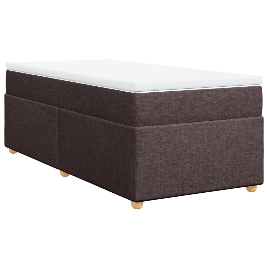 vidaXL Κρεβάτι Boxspring με Στρώμα Σκούρο Καφέ 90x190 εκ. Υφασμάτινο